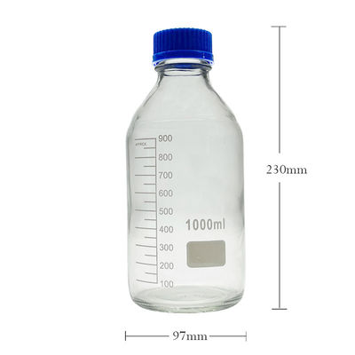 OEM ODM 1000 ml reagens media glas laboratoriumflessen met blauwe schroefdop