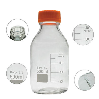Laboratorium 500 ml Ronde bodem gele schroefglasfles met reagens voor opslag van media