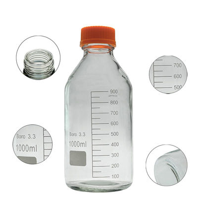 OEM-laboratorium 1000 ml ronde bodem gele schroef glas media opslag reagens fles